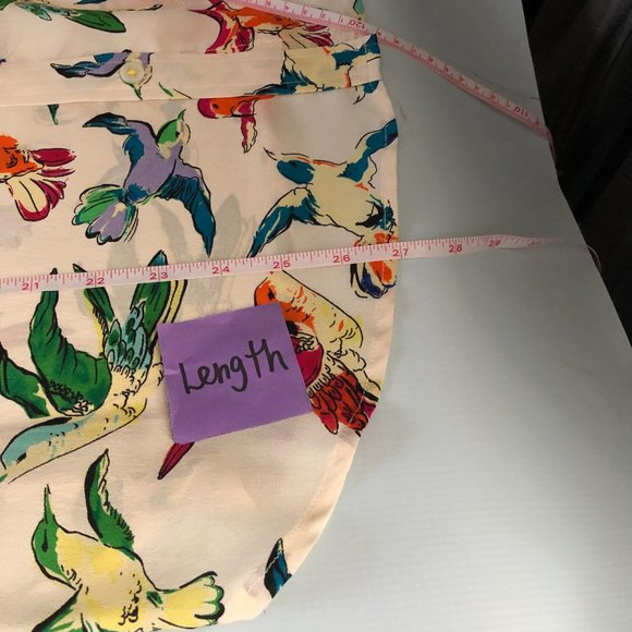 Maeve Anthropologie Potala Silk Bird Blouse Button Down Shirt 8 - Picture 8 of 8